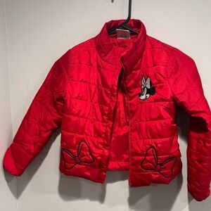 Disney Red Kids Puffer Jacket with Embroidered Bow